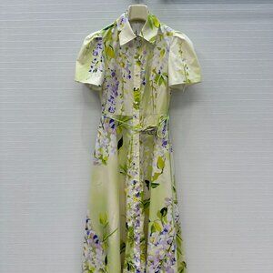 Leo&Lin New Floral Print Shirt Collar Dress